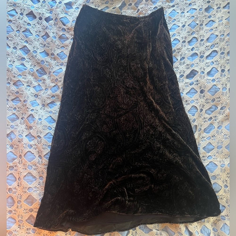 Ralph Lauren Brown Velvet Maxi Skirt